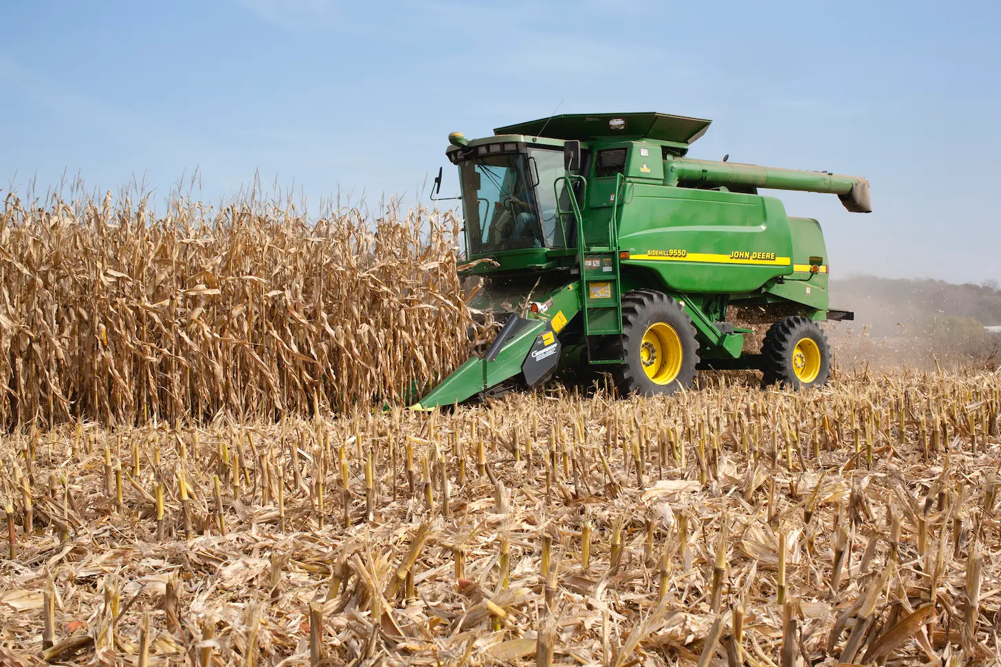 Harvester in field